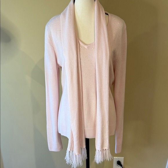 Karen Scott Sweater with Detachable Scarf Embellishments, Pink, Women's Size L - Picture 2 of 16